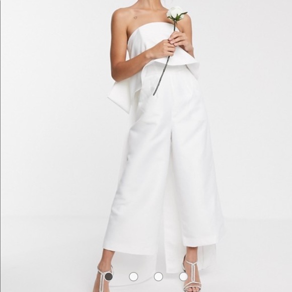 ASOS special edition wedding bandeau jumpsuit/bow - Picture 3 of 6